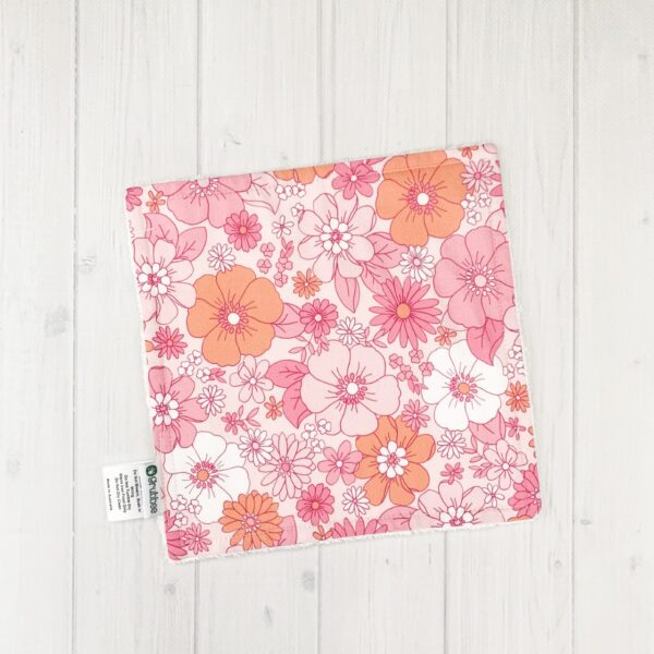 Retro pink floral washcloth